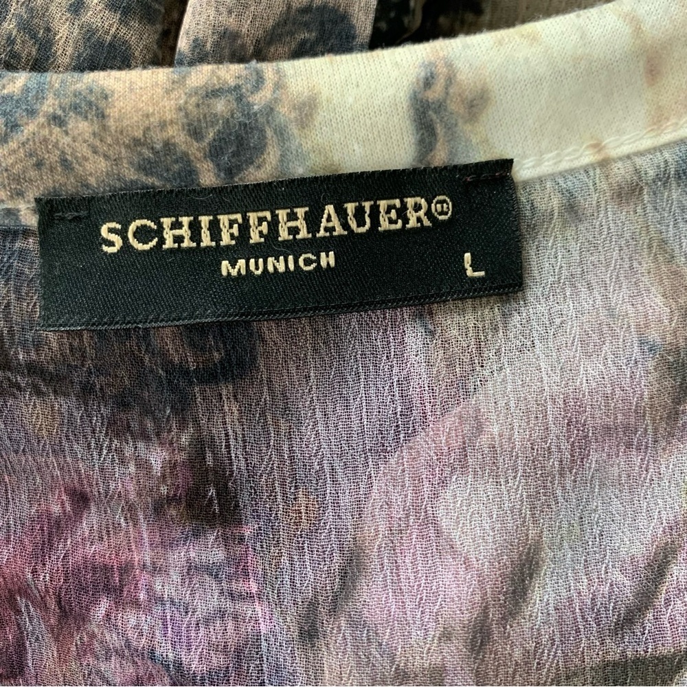 Schiffhauer Munich Cardigan Sweater Floral Semi Sheer Jeweled Womens L Art - Picture 16 of 17